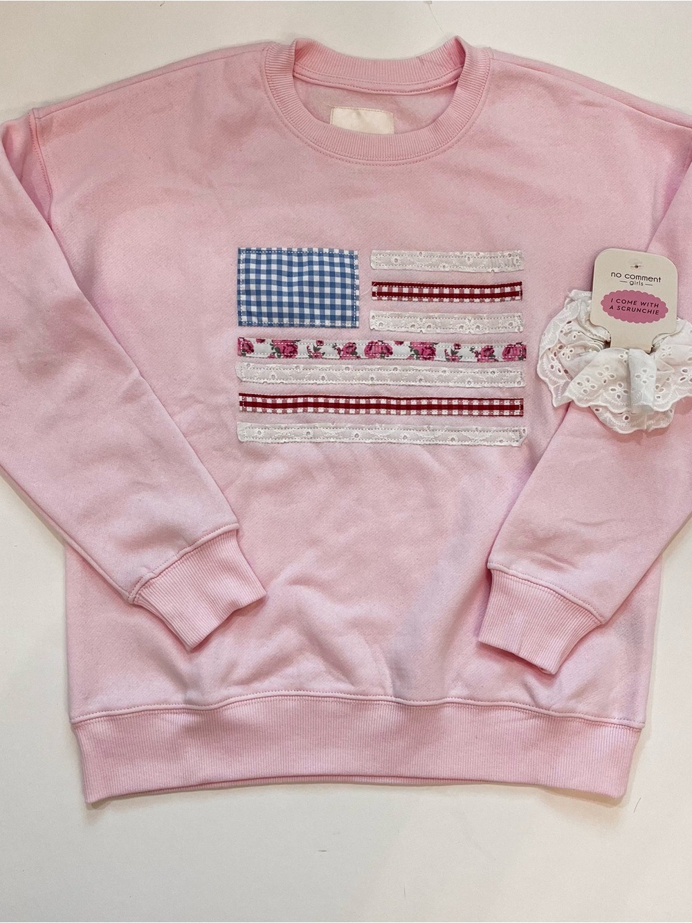 Kids Pink Patchwork Flag Sweatshirt